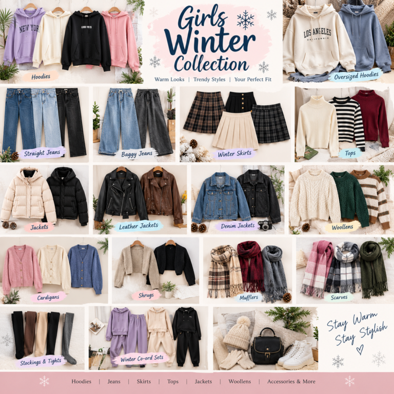 Girls’ Winter Collection: Trendy Hoodies, Jeans, Jackets, Skirts & More